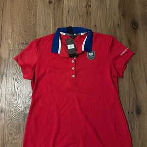 Noel Asmar Red Polo Shirt with Blue Collar